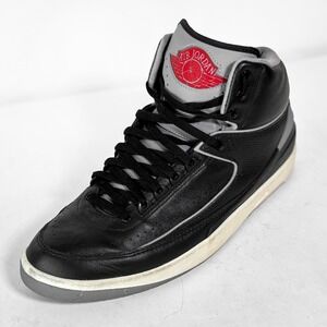 Nike Air Jordan 2 Retro Black Cement High Top Sneakers Mens 11.5 Basketball